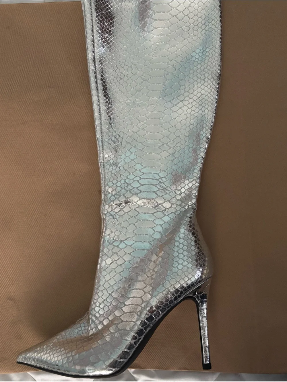 INC International Concepts Silver Snake-Effect Over-the-Knee Stiletto Boots